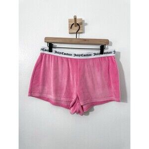 Juicy Couture Velour Boxer Shorts Spellout Size XL Pink Rhinestone Y2K 90s